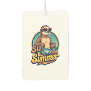 Vintage Sloth Summer Retro Beach Vibes Design 2 Air Freshener