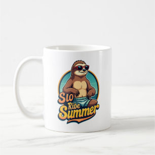 Vintage Sloth Summer Retro Beach Vibes Design 2 Coffee Mug