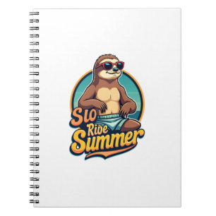 Vintage Sloth Summer Retro Beach Vibes Design 2 Notebook