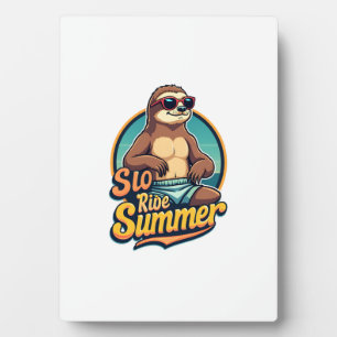 Vintage Sloth Summer Retro Beach Vibes Design 2 Plaque