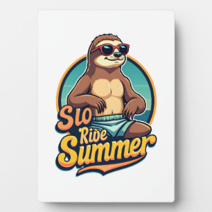 Vintage Sloth Summer Retro Beach Vibes Design 2 Plaque