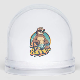 Vintage Sloth Summer Retro Beach Vibes Design 2 Snowglobe