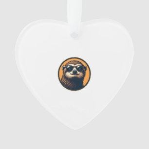 Vintage Sloth Sunglasses Retro Badge Art 2 Ornament