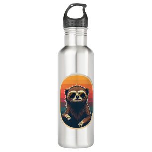 Vintage Sloth Sunglasses Retro Sunset Vector Art 2 710 Ml Water Bottle