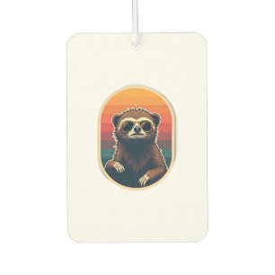 Vintage Sloth Sunglasses Retro Sunset Vector Art 2 Air Freshener