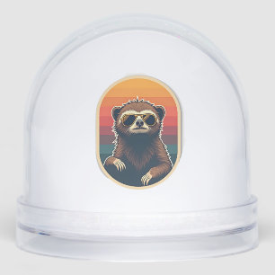 Vintage Sloth Sunglasses Retro Sunset Vector Art 2 Snowglobe