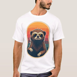 Vintage Sloth Sunglasses Retro Sunset Vector Art 2 T-Shirt