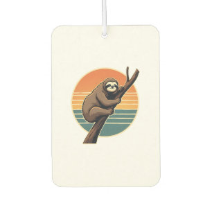 Vintage Sloth Sunset Vector Retro Hanging Art 2 Air Freshener