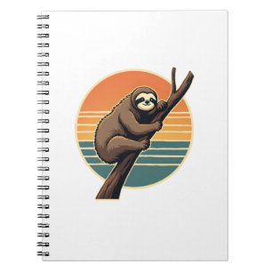 Vintage Sloth Sunset Vector Retro Hanging Art 2 Notebook