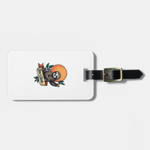 Vintage Sloth T-Shirt Slow and Steady Humor Design Luggage Tag