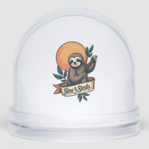 Vintage Sloth T-Shirt Slow and Steady Humor Design Snowglobe