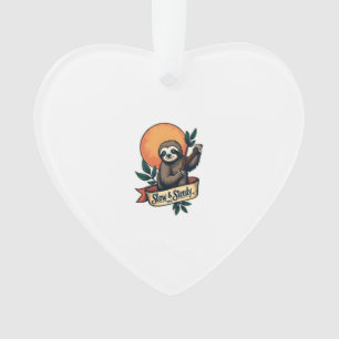 Vintage Sloth T-Shirt Slow and Steady Humour Desig Ornament