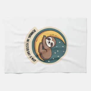 Vintage Sloth Tired Quote Funny Retro Animal Desig Kitchen Towel