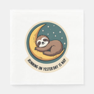 Vintage Sloth Tired Quote Funny Retro Animal Desig Napkin