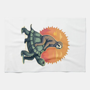 Vintage Sloth Turtle Retro Animal Ride Shirt 2 Kitchen Towel