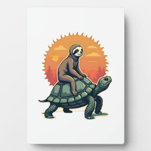 Vintage Sloth Turtle Retro Animal Ride Shirt 2 Plaque