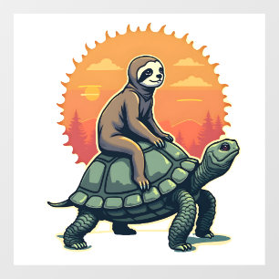Vintage Sloth Turtle Retro Animal Ride Shirt 2 Window Cling