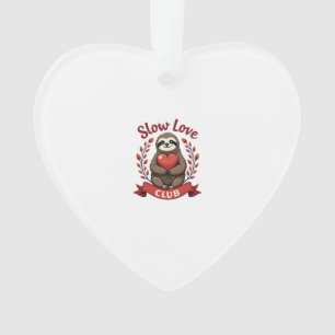 Vintage Sloth Valentine Cute Heart Hands Art 2 Ornament