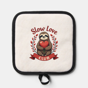 Vintage Sloth Valentine Cute Heart Hands Art 2 Pot Holder