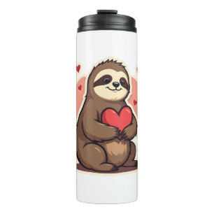 Vintage Sloth Valentine Cute Retro Love Design 2 Thermal Tumbler