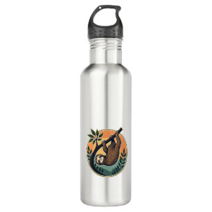 Vintage Sloth Vector Retro Wildlife Badge 2 710 Ml Water Bottle