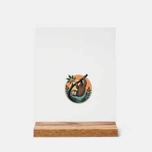 Vintage Sloth Vector Retro Wildlife Badge 2 Acrylic Sign