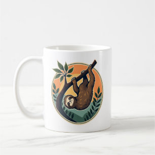 Vintage Sloth Vector Retro Wildlife Badge 2 Coffee Mug