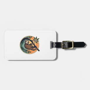 Vintage Sloth Vector Retro Wildlife Badge 2 Luggage Tag