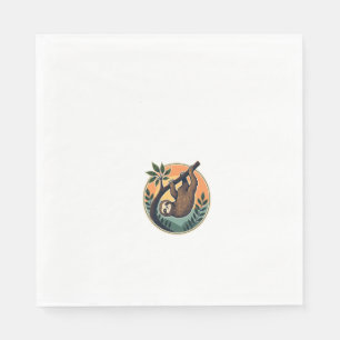 Vintage Sloth Vector Retro Wildlife Badge 2 Napkin