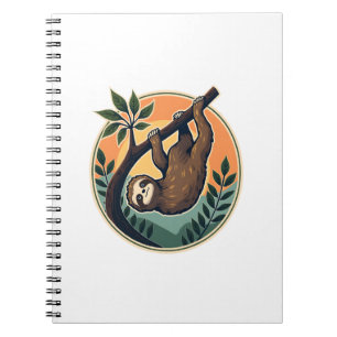 Vintage Sloth Vector Retro Wildlife Badge 2 Notebook