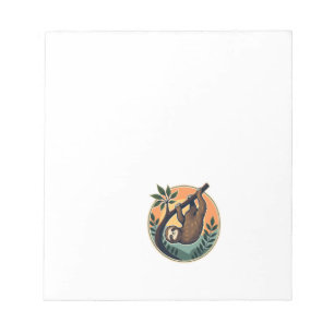 Vintage Sloth Vector Retro Wildlife Badge 2 Notepad