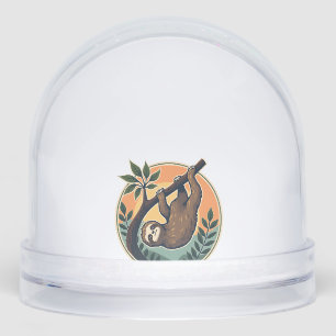 Vintage Sloth Vector Retro Wildlife Badge 2 Snowglobe