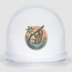 Vintage Sloth Vector Retro Wildlife Badge 2 Snowglobe