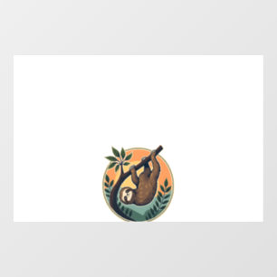 Vintage Sloth Vector Retro Wildlife Badge 2 Window Cling