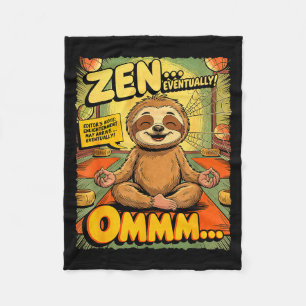 Vintage Sloth Yoga Funny Retro Comic Meditation Ze Fleece Blanket