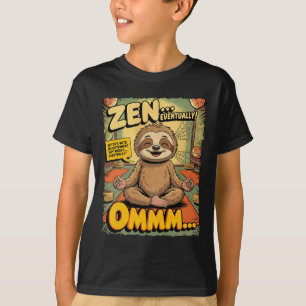 Vintage Sloth Yoga Funny Retro Comic Meditation Ze T-Shirt