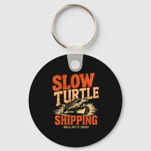 Vintage Slow Turtle Shipng - Funny Delivery Servic Keychain