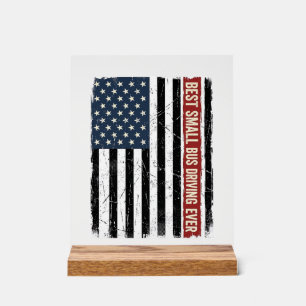 Vintage Small Bus Driver Flag Shirt Design_1 Acrylic Sign