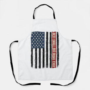 Vintage Small Bus Driver Flag Shirt Design_1 Apron
