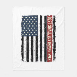Vintage Small Bus Driver Flag Shirt Design_1 Fleece Blanket