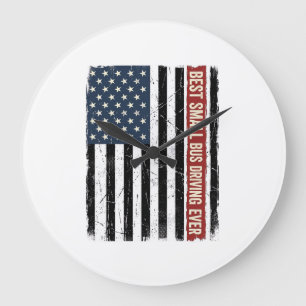 Vintage Small Bus Driver Flag Shirt Design_1 Large Clock