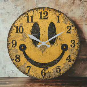 Vintage Smiley Face Large Clock