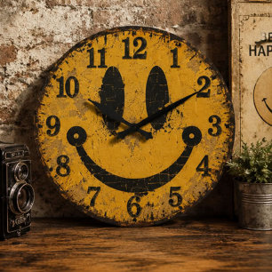 Vintage Smiley Face Large Clock