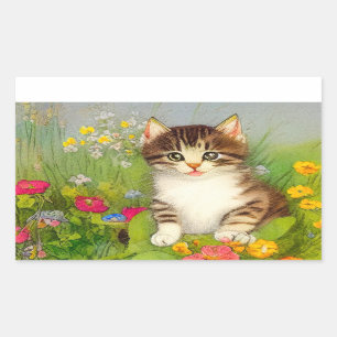 Vintage Smiling Cat Illustration Sticker