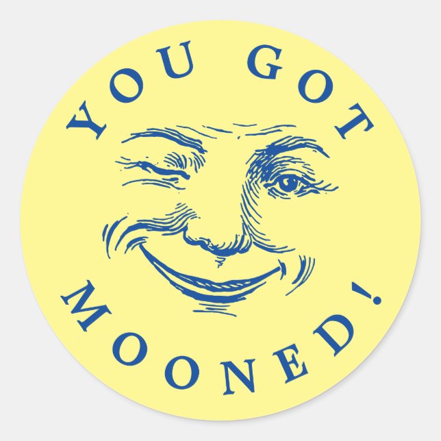 Vintage Smiling Moon Face Classic Round Sticker (Front)