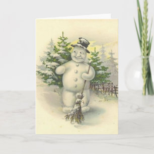 Vintage Smiling Snowman Card