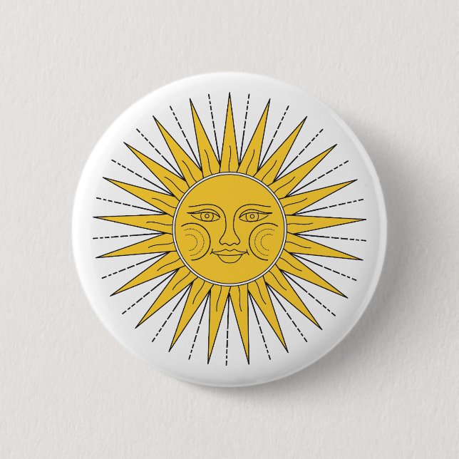 Vintage Smiling Sun  2 Inch Round Button (Front)