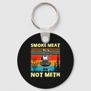 Vintage Smoke Meat Not Skeleton Funny Barbecue Gri Keychain