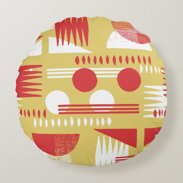 vintage smokeless abstract geometric modern style  round pillow (Front)