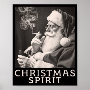 Vintage Smoking Santa Claus Christmas Funny Srit C Poster